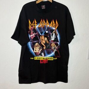 Vtg 1992 Giant by Tee Jays Def Leppard 7-Day Weekend Tour Tshirt Black XL US